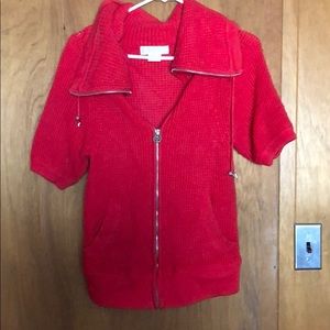 short sleeve zip up sweater